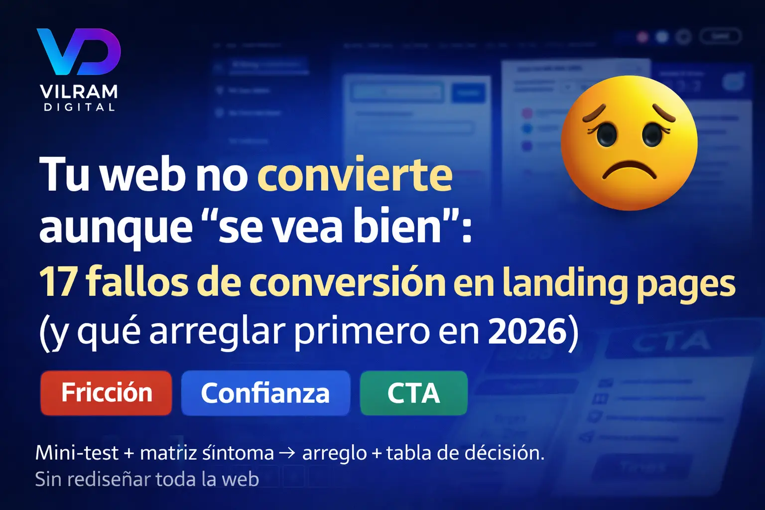 Tu web no convierte aunque “se vea bien”: 17 fallos de conversión en landing pages (y qué arreglar primero en 2026)